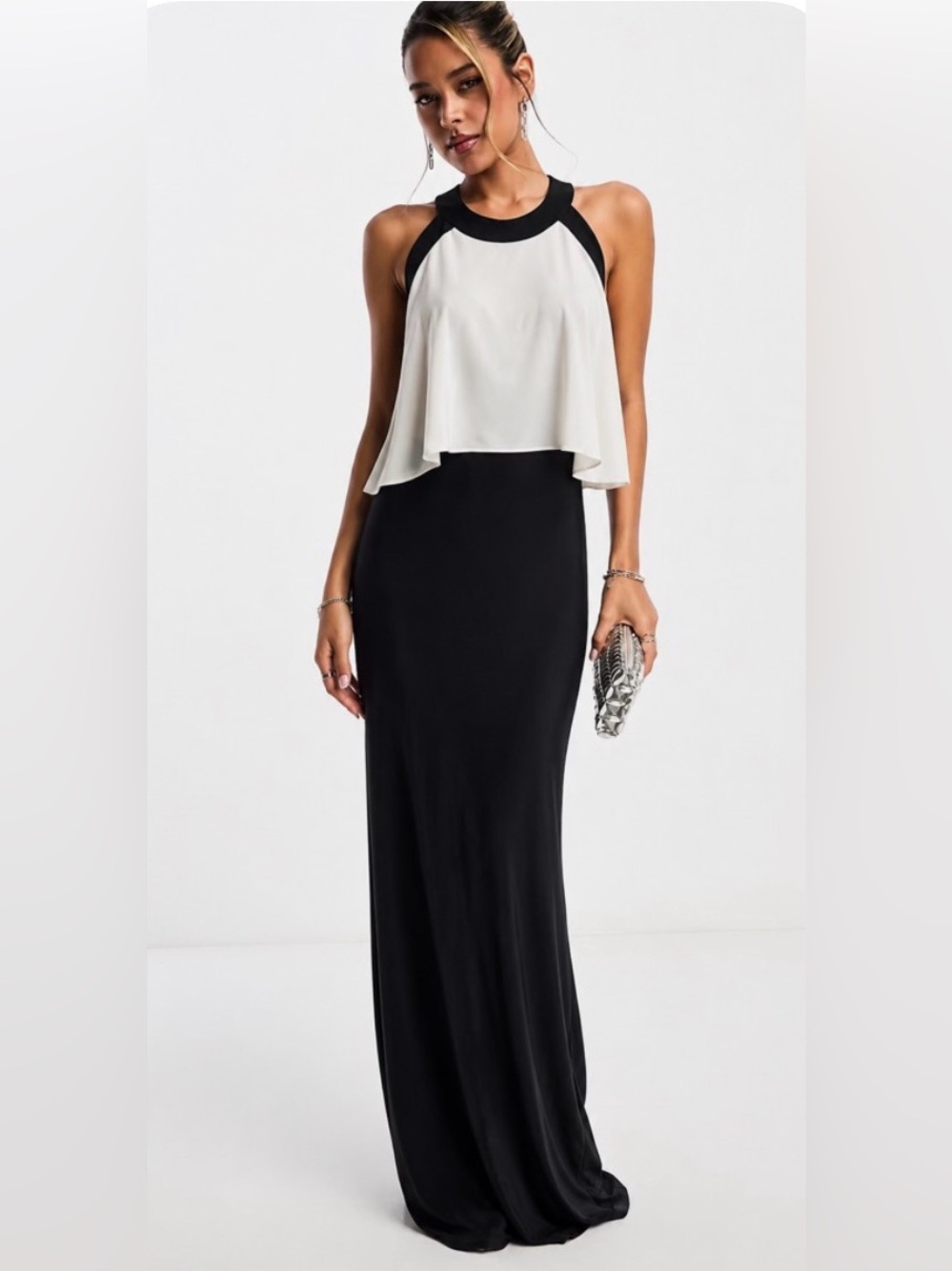 Parker Maxi Dress Gown Black White Sz 6 Wedding Guest Evening Mother of Bride